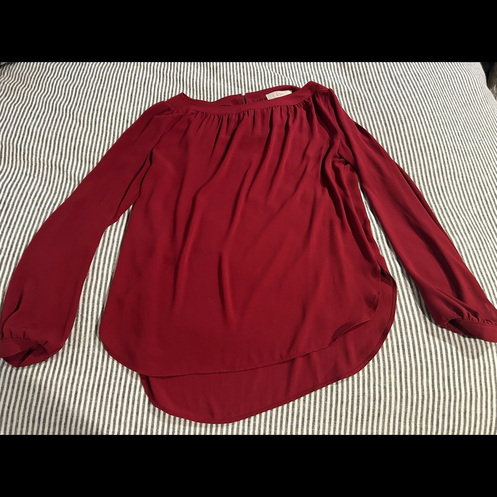 Dark red wide neck blouse
